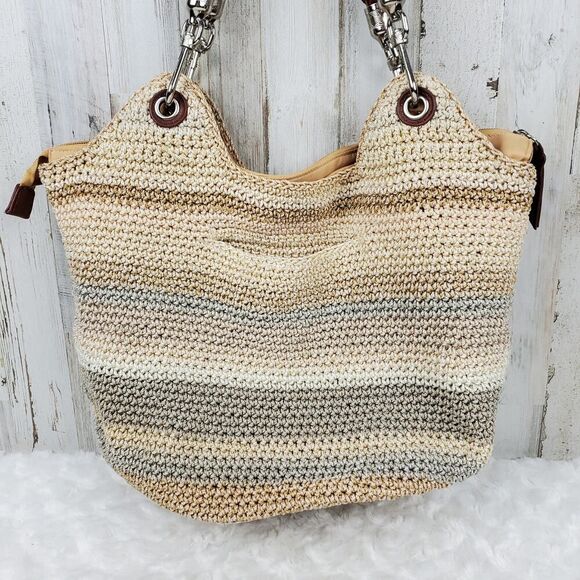 The Sak Hobo Crocheted Bag Tan Striped - Picture 9 of 10